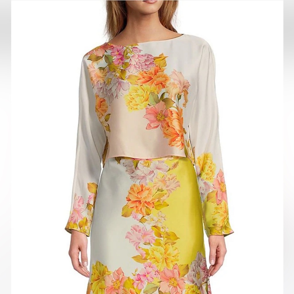NWT Antonio Melani
Coordinating Blyss Floral Print Boat Neck Long Sleeve Blouse